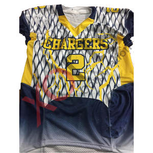 Superbes uniformes personnalisés de football américain à manches courtes respirants avec des vêtements de sport imprimés par sublimation de style jaune noir unique - Product Image 1