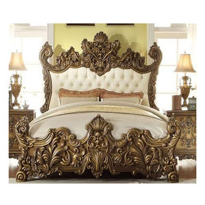 เตียงไม้สักแกะสลักด้วยมือสไตล์โมเดิร์นหรูหราห้องนอนสไตล์อินเดียปรับขนาดและสีได้ - Product Image 1