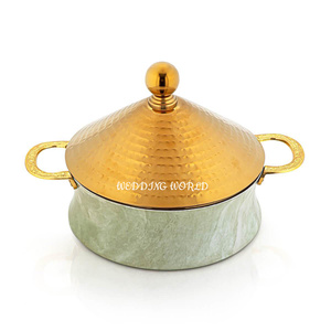 Casserole martelée en acier inoxydable Poli miroir Minimaliste de luxe Casserole de créateur Taille personnalisée Chauffe-plats - Product Image 4