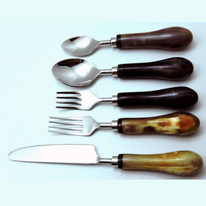 Blue Transparent Acrylic <b>Handle</b> & Stainless Steel <b>Kitchen</b> Flatware Set of 5 New <b>Gold</b> Wedding Silverware Flatware Set Stainless - Product Image 5