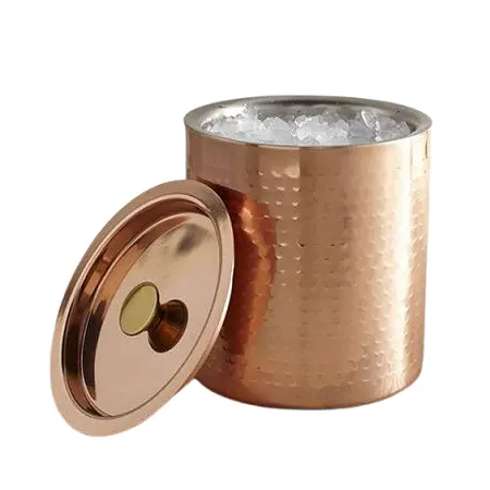 Superior Quality Stainless Steel Ice Bucket With Copper Color Trending Design Round Shape Ice Bucket In Bulk