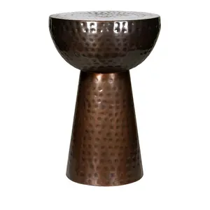 Antiker Barhocker aus gehämmertem Bronze aus Metall und Aluminium-End hocker für dekorative Zwecke