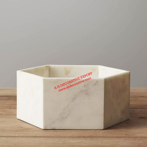 Hexagon Shape High Quality Marble <b>Table</b> Top Serving Bowl Home <b>Table</b> Decoration & Wedding <b>Table</b> Centerpiece Fruits Serving Bowl - Product Image 2