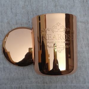 Contenedor de vela de cobre vacío con logotipo personalizado, con tapa para cera de soja, para fabricación de velas para decoración del hogar, fiestas de boda - Product Image 2