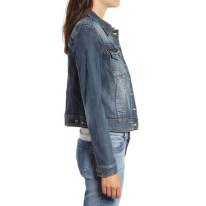 Veste en jean réversible coupe droite coupe régulière en denim bleu marine pour femme, coupe ajustée, coupe-vent - Product Image 4