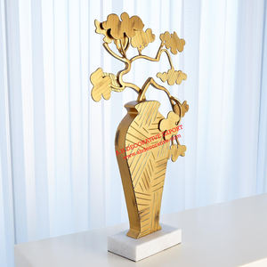 Escultura de florero de mesa única para sala de estar, Escultura Moderna de alta calidad en base de mármol, escritorio, escultura de aluminio - Product Image 3