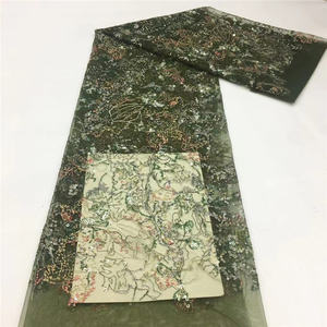 Hochwertiger New Design Green Sequin Lace Stoff - Product Image 1