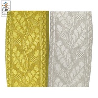 Bordure de dentelle uniforme en polyester/coton, motif zigzag, écologique, brodée, avec tresse métallique dorée, strass et paillettes, largeur 7/8''