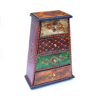 Grande commode en bois vintage colorée et écologique, 4 tiroirs, peinte à la main, multifonctionnelle, pour rangement d'épices, pour la maison