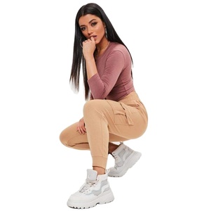 กางเกงเรียกเหงื่อเอวสูงของผู้หญิงกางเกงวอร์มผ้าคอตตอนมีกระเป๋าสวมใส่ปกติ - Product Image 2