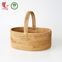 Panier de pique-nique tissé en rotin, panier de rangement à la main, vente en gros