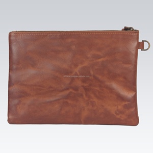 Bolso de mano Vintage de cuero encerado para mujer, Cartera de piel auténtica de vaca, a la moda, estilo occidental - Product Image 2