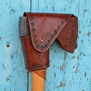 Hacha de acero al carbono 45 # profesional al por mayor con mango curvo de doble color, funda de nailon de cuero duradero, compatible con OEM y ODM - Product Image 2