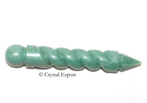 ซื้อออนไลน์สีเขียวเส้นเกลียว Aventurine: สีเขียว Aventurine เกลียวไม้กายสิทธิ์สำหรับขาย - Product Image 2