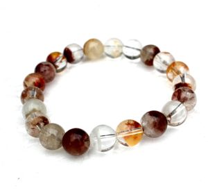 Pulsera Elástica de Cuentas Redondas de Piedras Preciosas, Pulseras de Cristal de Cuarzo Fantasma, Brazaletes Elásticos de Cordón de Nailon, Redondos y Lisos de 8 mm - Product Image 1