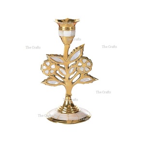 เชิงเทียนทองเหลืองประดับมุก  ขนาดและรูปทรงตามสั่ง  เชิงเทียนตกแต่งสำหรับใช้ในบ้านและโรงแรม - Product Image 1