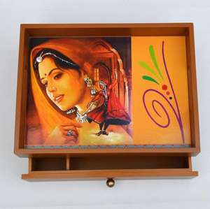 Hermoso decorativo colorido etiqueta engomada con esmalte de madera rectangular bandeja - Product Image 6