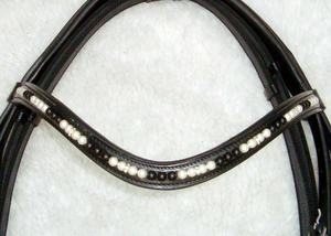 Brida de cuero DD negra hecha a mano, cómoda y acolchada, con diadema de perlas, para equitación deportiva y de carreras, estilo western, estribos y cincha. - Product Image 3