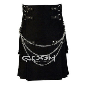 Kilt utilitario gótico negro Raven con adorno de cadena desmontable para instrumentos musicales y accesorios - Product Image 1