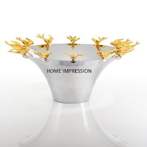 โลหะชุบทองที่ให้บริการชามโบราณตกแต่งชามเสิร์ฟ - Product Image 5