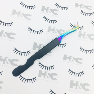 Nouvelle pince à épiler arc-en-ciel en acier inoxydable pince à cils noir arc-en-ciel Extensions de volume de cils durables avec vison Logo greffé - Product Image 4