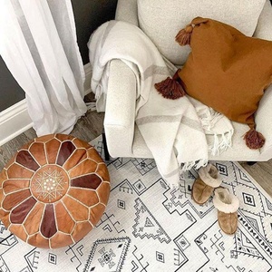 STUFFED- Brown Shades <b>Moroccan</b> Pouf Leather Pouf Ottoman Pouffes <b>Moroccan</b> Home <b>Decor</b> - Product Image 1
