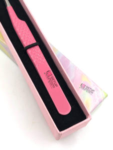 Nouveau Style incurvé rose poudre revêtement argent pointe diamant poignée en acier inoxydable extension de cils pince à épiler Logo personnalisé outils de beauté - Product Image 3