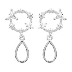 Pendientes Clásicos de Plata de Ley 925 con Circonita y Baño de Platino para Aniversario, 2020 - Product Image 1