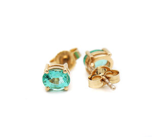 Précieux de haute qualité émeraude pierres précieuses 14k solide or jaune fait à la main femmes boucles d'oreilles bijoux pour la vente en gros - Product Image 4