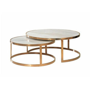 Table de chevet en marbre, plaqué or, haut en métal - Product Image 2