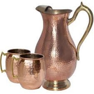 Copper <b>Water</b> Pitcher <b>Jug</b> <b>with</b> <b>Lid</b> Home & Kitchen Tabletop Decoration & Accessory Handmade in India - Product Image 2