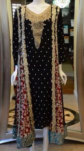 KURTA en velours épais avec broderie de perles de verre de cristal, robe pantalon, brocart, dbka, pour travail et fête, mariage, @ 2022 - Product Image 2