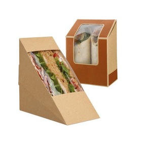 Brown Kraft Paper Sandwich Packing Box With Clear Window