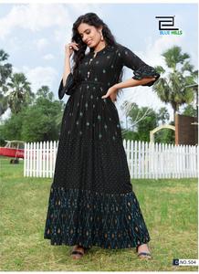 Robe longue en coton brodée pour femmes, robe kurti avec costume dupata, prix du fabricant indien - Product Image 6