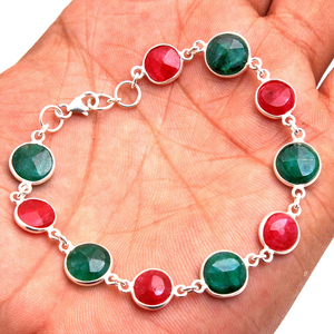 Bracelet rose d'émeraude pour femme, bijou fait à la main, en pierre précieuse, cadeau pour elle, 925 - Product Image 5