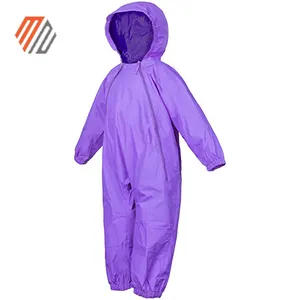 Waterproof Hooded Kids Raincoat All-in-One PVC <b>Rain</b> <b>Jacket</b> with Pants Children <b>Rain</b> Suit Set OEM Custom - Product Image 1