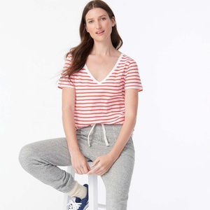 Camisetas de Manga Corta con Cuello en V para Mujer, Personalizadas al por Mayor, 100% Algodón, Unisex, Blancas, Transpirables y Ecológicas - Product Image 4