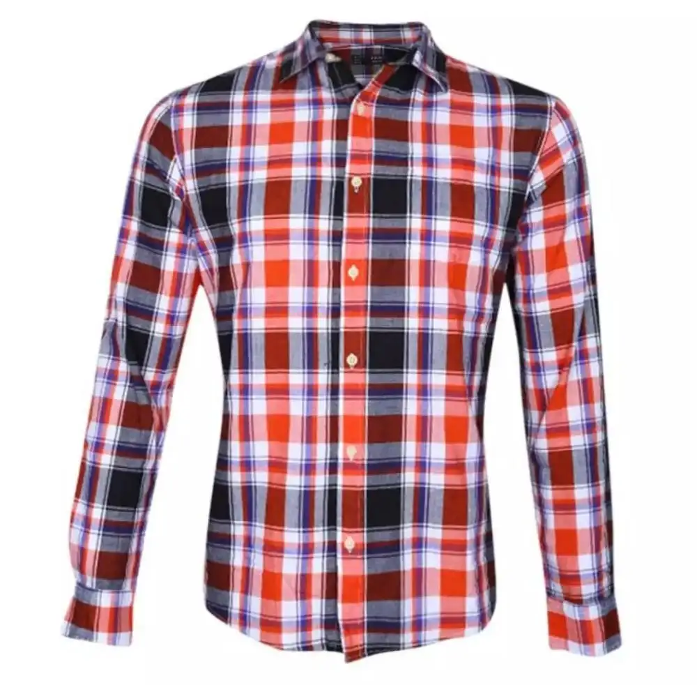 Groothandel Mannen Plaid Shirt Plus Size 100% Katoen Lange Mouw Formele 2020 Mannen T-shirt Collectie Uit Bangladesh