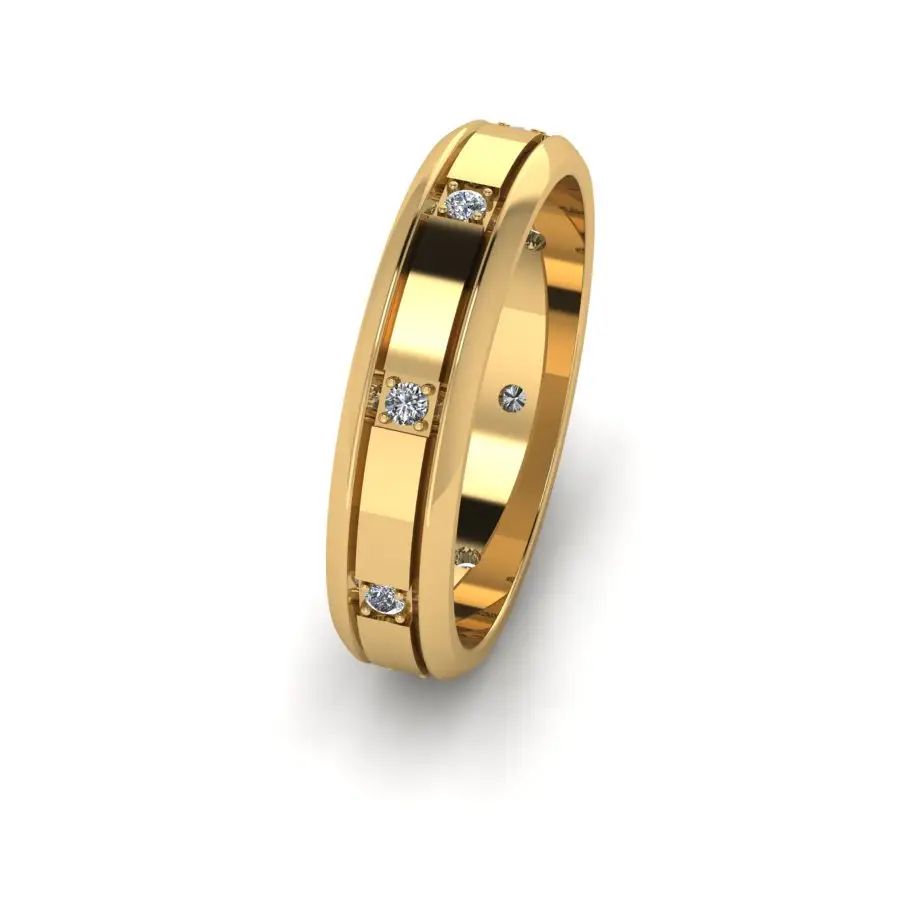 Good Quality Timepieces 18K Yellow Gold Wedding Bands Anniversary Promise 3pcs Rings Sets For Men And Women