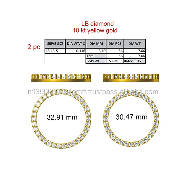 การออกแบบที่ดีที่สุด10kt สีเหลืองทอง15กรัม LB เพชรที่กำหนดเองกำไล/แผ่นทองกำไลข้อมือสำหรับผู้หญิง