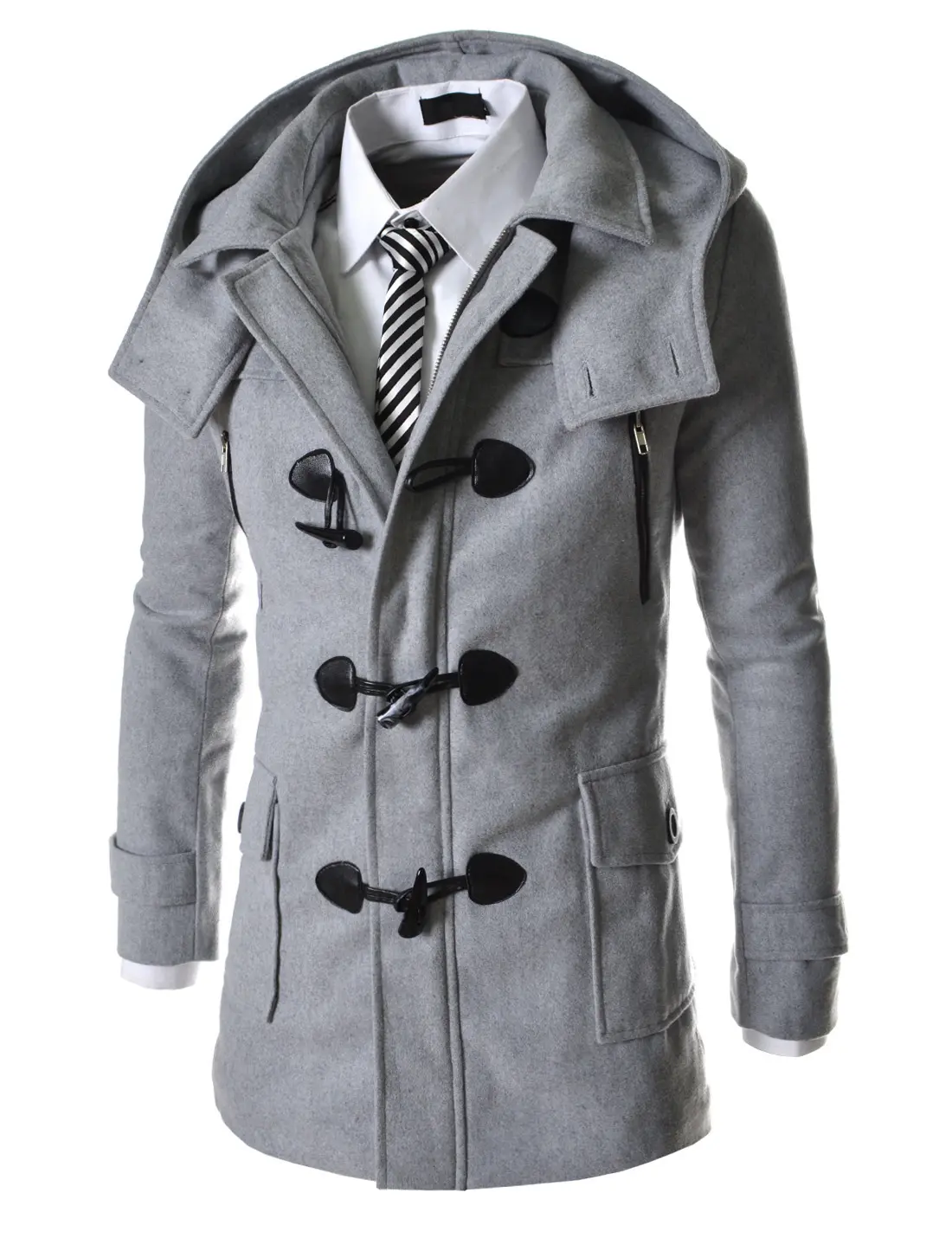 New Autumn Winter Wool Men's Coat Warm Slim Stylish Coat Warm wool coat fashion greatcoat grey color