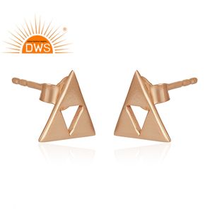 14K ต่างหูสตั๊ดเงิน925ชุบโรสโกลด์เครื่องประดับเงินแท้คอลเลกชันวินเทจ - Product Image 2