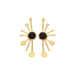 Black Onyx Best And Beautiful Anniversary Gift For Her Gemstone Gold Plated Earrings