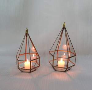 เชิงเทียนแก้วทรงเรขาคณิตสีทองบรอนซ์ตกแต่งระดับพรีเมียมสำหรับตกแต่งโต๊ะงานแต่งงานและตกแต่งบ้าน - Product Image 5