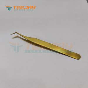 Juku-pince à épiler lisse pour Extension de cils, titane or 12cm L, Simple poignée, vaporeuse, applicateur de cils, en acier allemand - Product Image 4