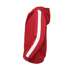 Sudadera con capucha para hombre, nueva moda, logotipo bordado personalizado, forro polar suave, grueso, cremallera completa, color rojo y blanco - Product Image 2