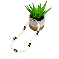 Collar de concha de playa hawaiana hecho a mano, collar de concha de mar Natural Rasta, joyería de verano, collar de surfista de concha de Puka, Unisex