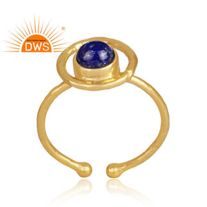 Bague œil de chat en argent sterling 925 avec pierre précieuse lapis-lazuli, bijoux plaqués or 18 carats, vente en gros - Product Image 2