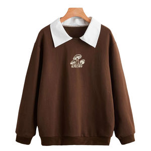 Sudadera con cuello tipo Polo con estampado de seta para mujer y niña, ropa para Parte Superior Femenina, con estampado de dibujos animados y hombros descubiertos - Product Image 1