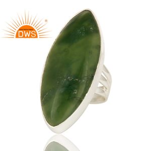 Bague en argent fin de conception de bijoux, anneau en forme de pierre précieuse, bijouterie verte, vente en gros - Product Image 2